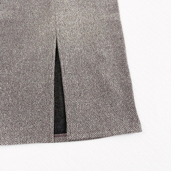 Zara Brown Woven Tweed Textured Pencil Skirt SZ S - Picture 7 of 7